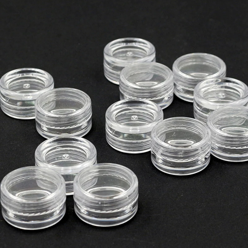 50pcs Storage Cups Clear Plastic Jewelry Bead Makeup Box Small Round Container 