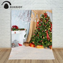 

Allenjoy Christmas backdrop Tree gift chandelier fireplace cute professional background backdrop for photo studio