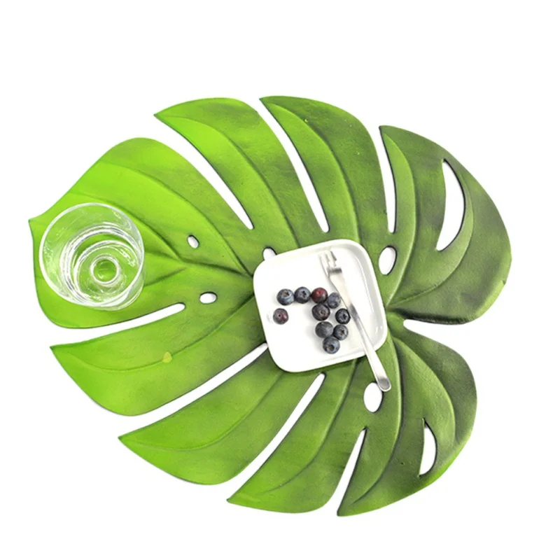 Kitchen Dining Table Placemat Simulation Plant Palm Leaf PVC Table Mat Decorative Table Pad Coasters Home Decor Kitchen Dining Table Placemat Simulation Plant Palm Leaf PVC Table Mat Decorative Table Pad Coasters Home Decor