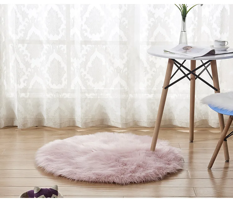 Лохматый Чехол для стула круглые плюшевые искусственные шерстяные коврики коврик Декор для ванной, дома водопоглощение - Цвет: B