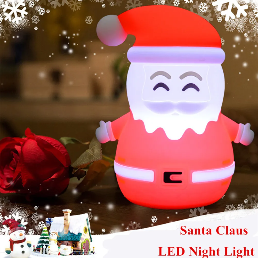Santa Claus LED Night Light Remote Control Touch Sensor Colorful USB Rechargeable Silicone Desk Lamp for Children Kids Baby Gift