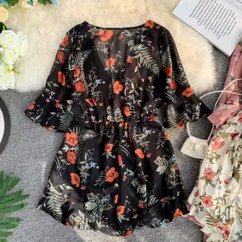 

2019 Deep V Neck Summer Bodysuits Women Green Leaves Print Beach Playsuit Female Short Overalls Jumpsuit Casual Boho Bodysuit