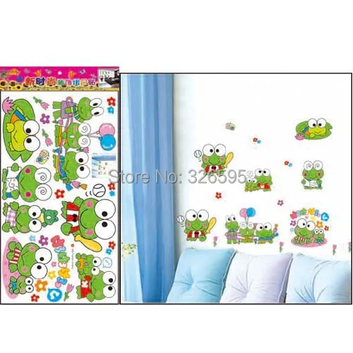 Free Shipping 30*60cmdiy Cute Green Frogs Wall Stickers For Bathroom Decor Children Room Vinyl Decals Wallpaper Decoration | Дом и сад