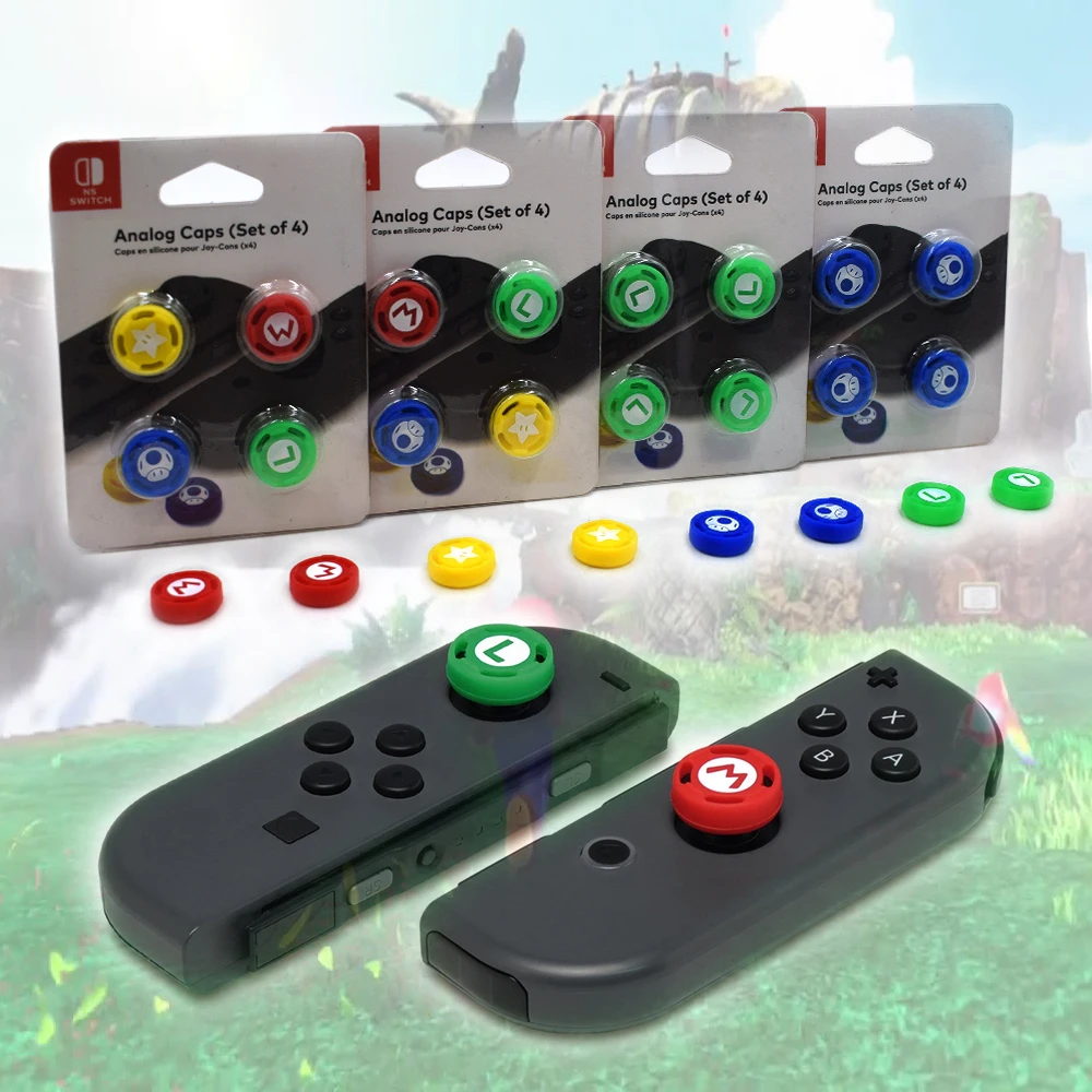 KYVG 4pcs Set Nintend Switch 3D Analog Joystick Caps for Nintendo Switch NS Silicone Cap Thumbstick