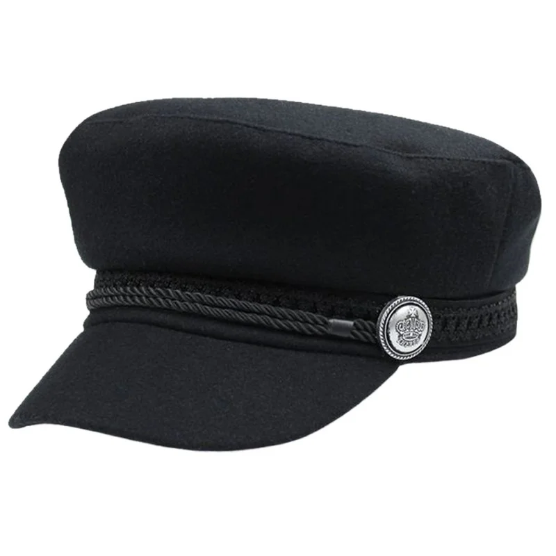

Fashion Hats For Men and Women Unisex Winter Wool Button Sun Visor Hat Black Casual Casquette Hats