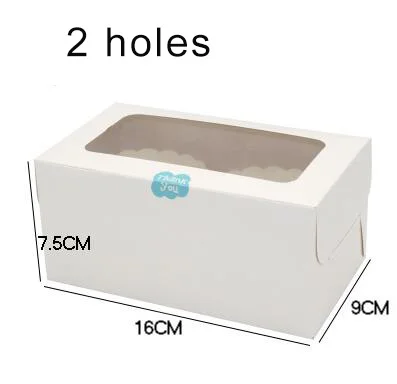 2/4/6 отверстий стаканчики для минеральных водов крафт-бумага и белой коробке рифленая коробка упаковочная коробка для капкейков с кареткой пудинг выпечка 10 шт./лот - Цвет: 2 holes