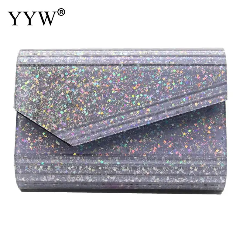 

Easy Matching Clutch Bag For Women 2018 Wedding Chain Shoulder Bag Rectangle Box Clutches Sliver Sequin Wedding Evening Purse