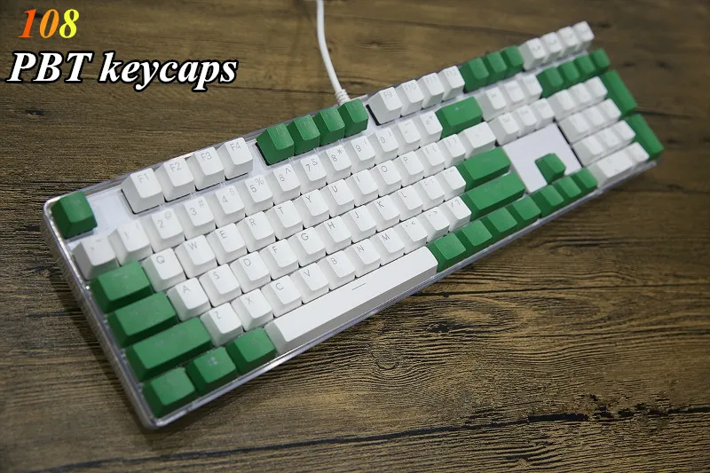 

Translucidus Keycap White Green match 108 PBT Backlit Keycap OEM Profile For MX Switches Mechanical Keyboard Gaming Keyboard