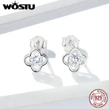 WOSTU,, 925 пробы, серебряные серьги-гвоздики в виде цветка сакуры для женщин, для свадьбы, помолвки, маленькие серьги, ювелирное изделие, подарок FNE189