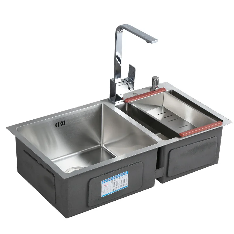 304 Stainless Steel 4MM Thickened Manual Sinks Double bowl ...