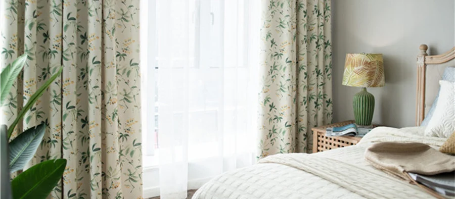 Американский кантри, хлопок, лен, полудрагоценные занавески s для гостиной, зеленые листья, цветочный экран, занавеска для спальни, ткань MY122
