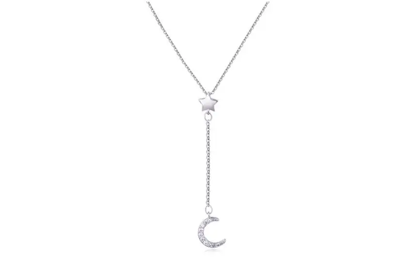 Anenjery, простое модное ожерелье с микро Фианитами, лунной звездой, кисточкой, 925 пробы, серебряное ожерелье для женщин, ожерелье на шею, колье, S-N230