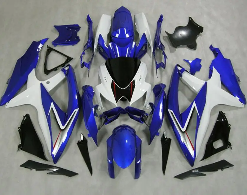 

4Gifts New ABS Fairings Kit 100% Fit For SUZUKI GSXR600 GSXR750 08 09 10 R600 R750 K8 GSXR 600 750 2008 2009 2010 white blue FR