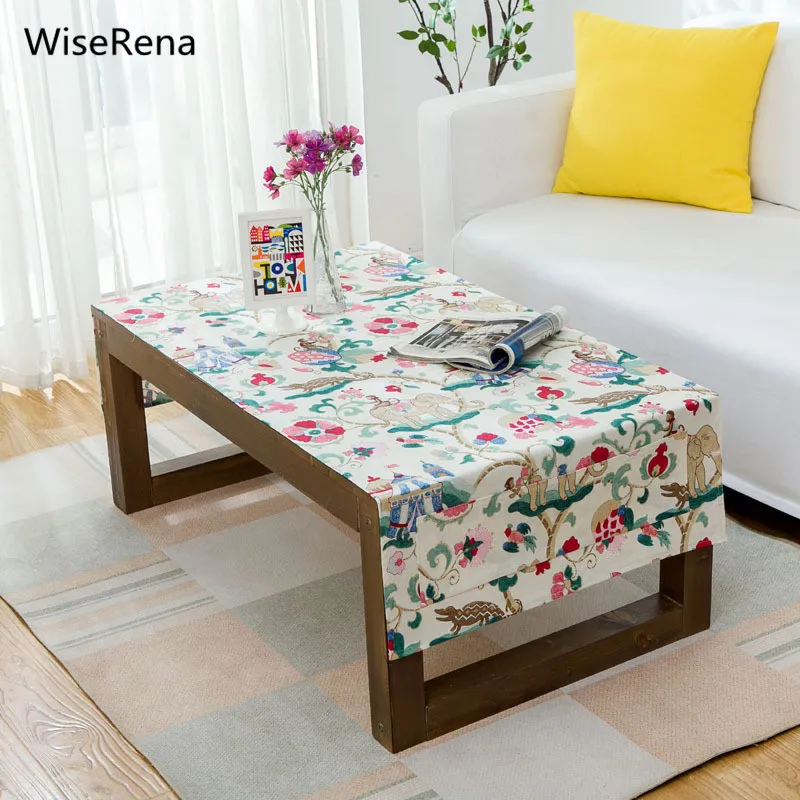 Korean Floral Table Cloth Linen Dyed Living Room Sofa ...