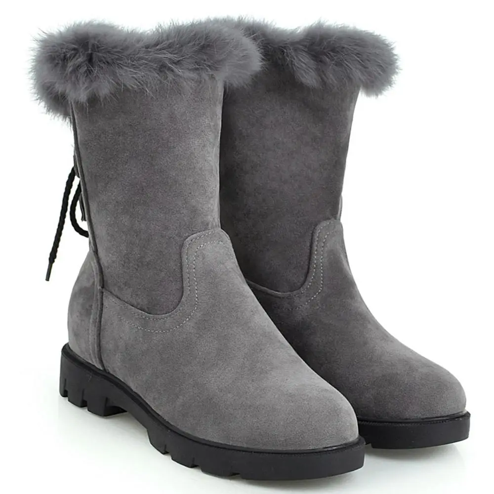Lloprost ke/женские зимние ботинки; женские ботильоны; теплая зимняя обувь на танкетке; ботинки на меху внутри; большие размеры 43 - Цвет: Gray