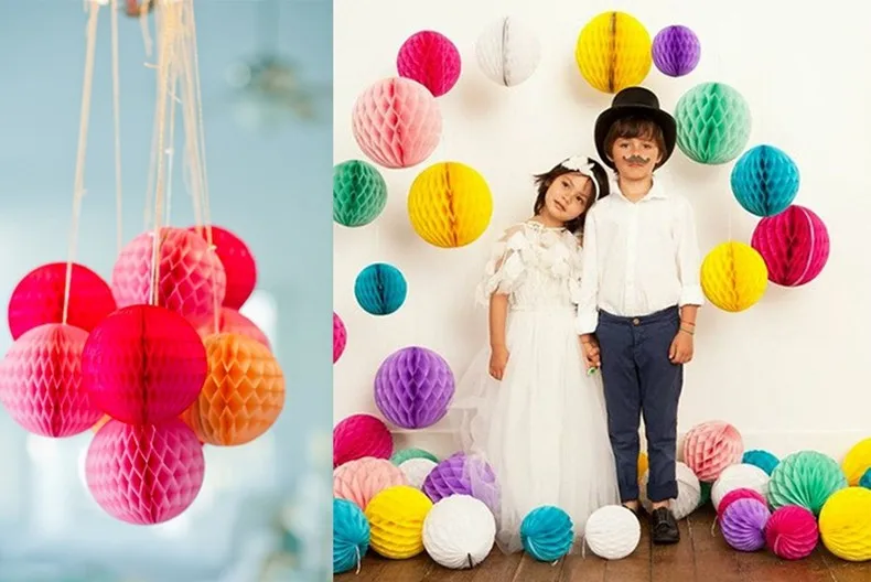 17 цветов 1 шт. 10 дюймов(25 см) помпон ткани декоративные цветы бумажный фонарь соты шары для детей день рождения Свадебные украшения