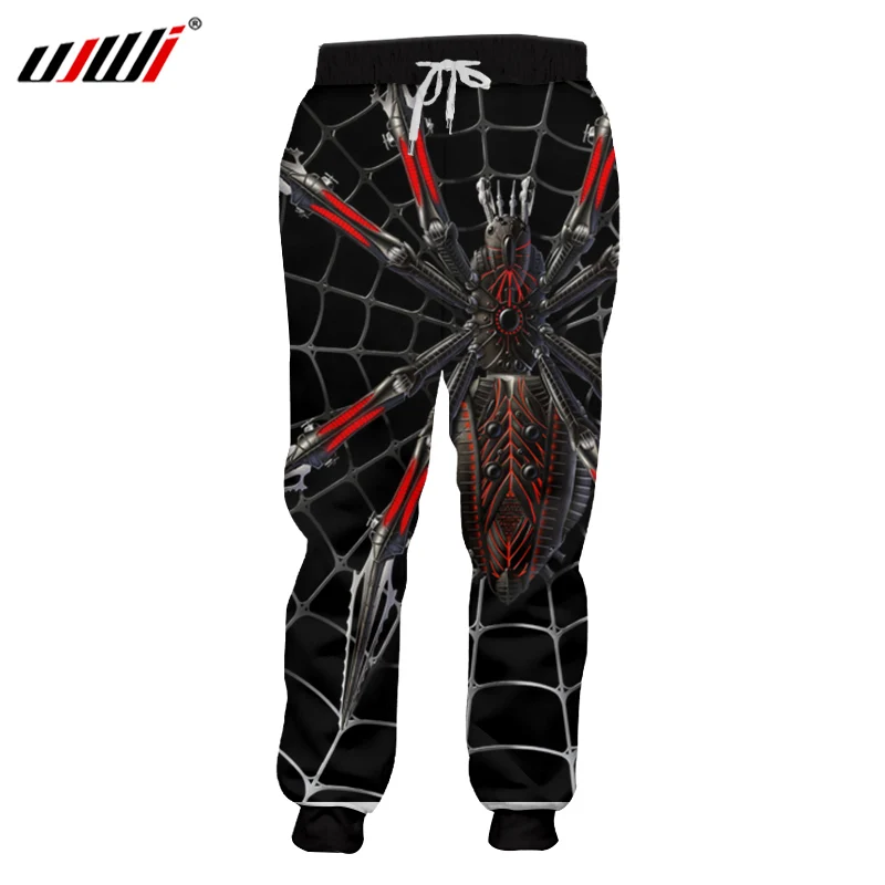 UJWI Men's Casual Pants Cool Print Spider Web 3D Harmen Joggers Man Fitness Quick Dry Polyester Full Length Sweatpants 5XL | Мужская