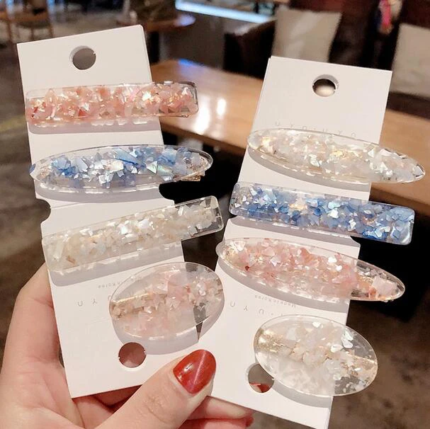 

2019 Korea Pink Shell Hairpins Vintage Geometric Oval Hair Clips Hair Accessories for Women Japan Chic Hairgrip Barrettes