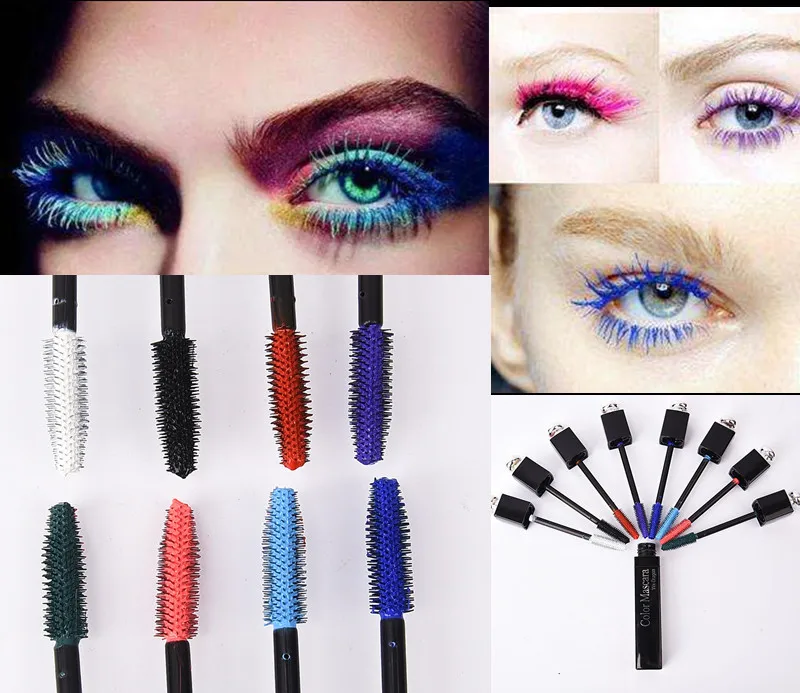 

Professional Eyes Makeup Waterproof Easy Remove Punk Blue White Red Black Purple Lengthen Eyelashes Color Mascara