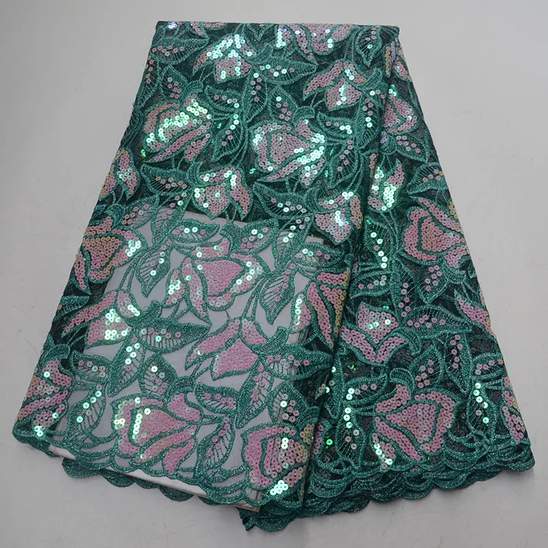 Вышитая блестящая африканская французская органза блестящая кружевная ткань для женского платья высокое качество нигерийское Тюлевое кружево - Цвет: TM19035-4