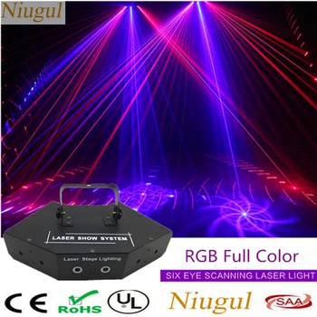 

6 Lens RGB Scan Laser /Lines Beam+Patterns Scanner /DJ Dance Bar Home Party Disco Effect Laser Stage Lighting /Laser Show System