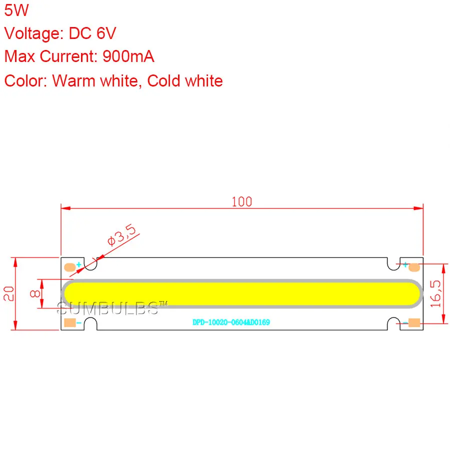 Большая рекламная акция 10020-0212 COB светодиодный светильник с лампочками 5 Вт 6 в теплый/холодный белый 100*20 мм светодиодный светильник с матрицей DIY