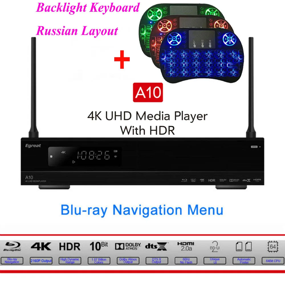 ТВ приставка Egreat A10 4K UHD на Android медиаплеер Hi3798CV200 16 ГБ AC Wi Fi гигабитная LAN HDR10 Blu Ray 3D