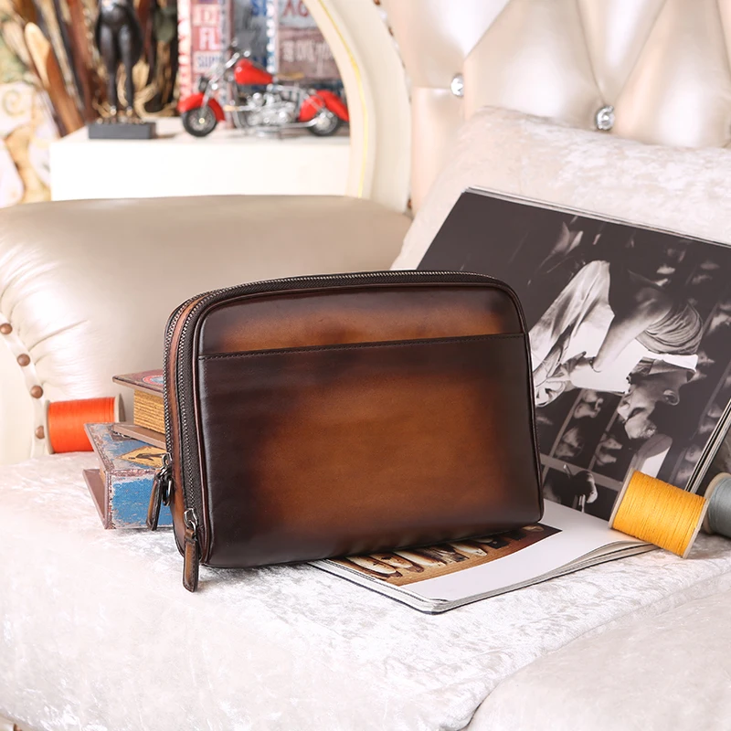 Designer italian Leather Men's Clutch Wallet Card Holder