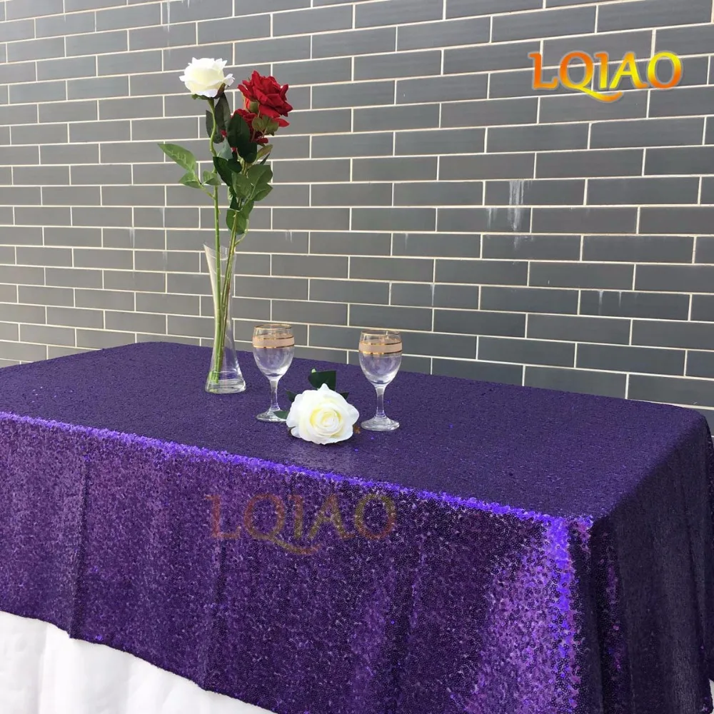 

LQIAO 120cmX400cm Elegant Purple Sequin Fabric Tablecloth for Wedding/Party/Christmas/Cake/Home Decoration Table Cloth Overlay
