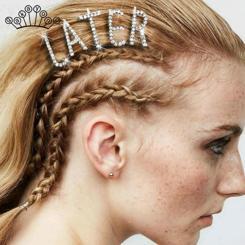 Fashion Women Hair Clip Girls Crystal Letters Barrette Bobby Pin Hairpin Gifts Fashion Women Hair Clip Girls Crystal Letters Barrette Bobby Pin Hairpin Gifts