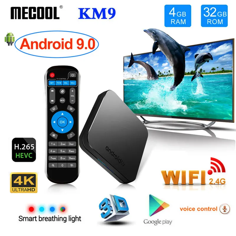 

Mecool KM9 4G 32G TV Box Amlogic S905X2 Android 9.0 USB3.0 Smart 4K Set Top Box 2.4G/5G Dual WIFI Bluetooth 4.1 Android TV Box