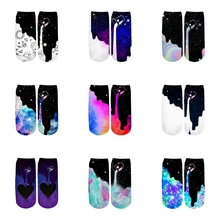 PLstar Cosmos art забавные молочные космические Galaxy носки летние модные 3D хлопковые носки красочные теплые короткие носки женские носки