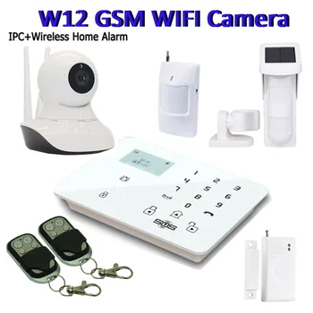 

GSM Camera Alarm Wifi Camera IP Remote Monitoring SMS Alarm Wireless Security System GSM Panel PIR Pet Ourdoor Sensor W12B