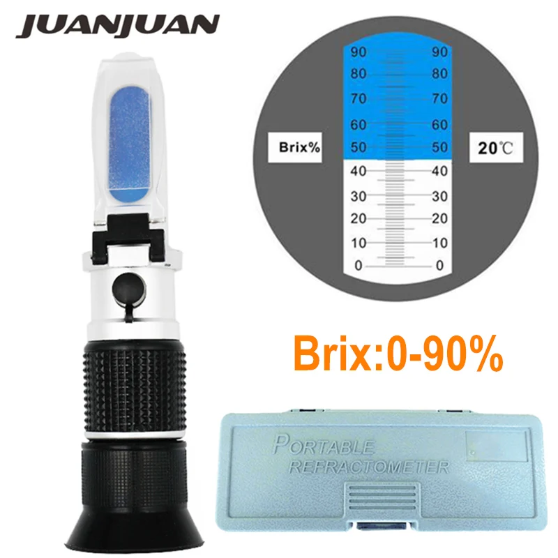 

Handheld 0-90% Brix Refractometer for sugar content fruit juice liquids tester accuracy Brix instrument with retail box 22% off