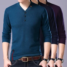 2017 Men’S Fashion Solid Colors Sweater Men Leisure Slim Pull Homme V-Neck Long-Sleeved Sweater Solid 3XL