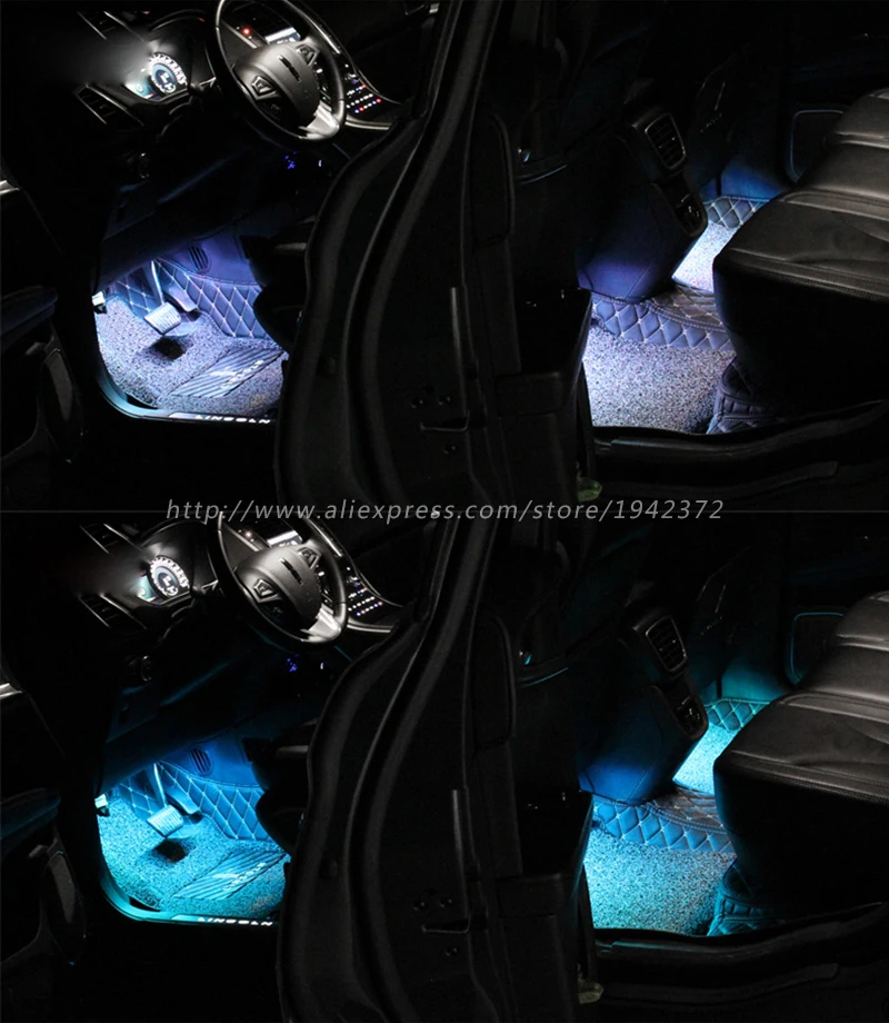 4 шт. 5050 SMD 10 Вт интерьер автомобиля декоративный свет полосы света сигареты светодиодный RGB пульт дистанционного управления 12 В