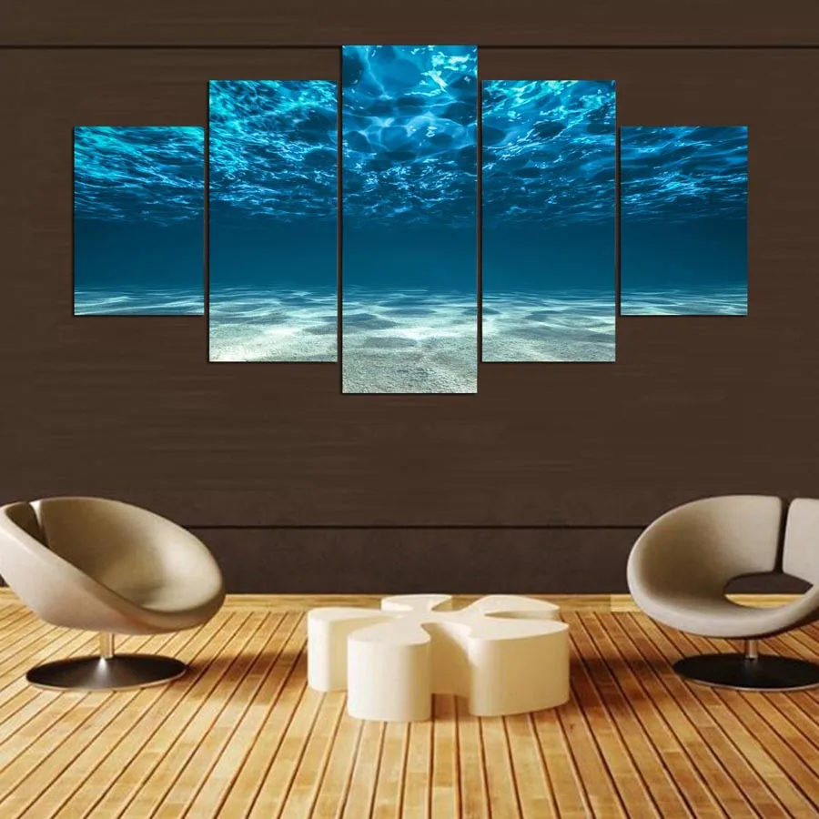 5-Par-a-Modern-HD-Bask-Resim-Tuval-Sanat-Mavi-Deniz-Ev-Dekorasyonu-i-in-Tuval