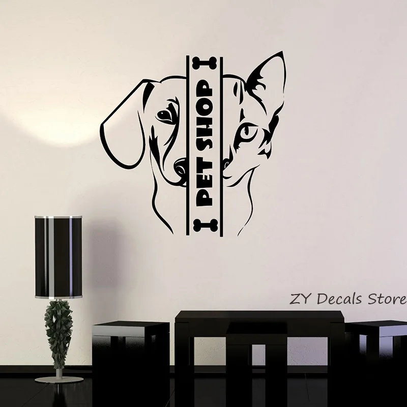 Pet Shop Wall Decals Animal Cat Dog Wall Window Stickers For Pets Shops