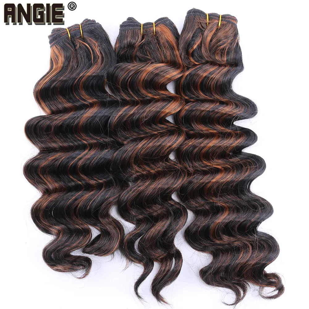 

ANGIE Deep Wave Curly Synthetic Hair bundles 16 18 20 Inches Available Synthetic Hair weave 2-3 Bundles/Pack Ombre Color