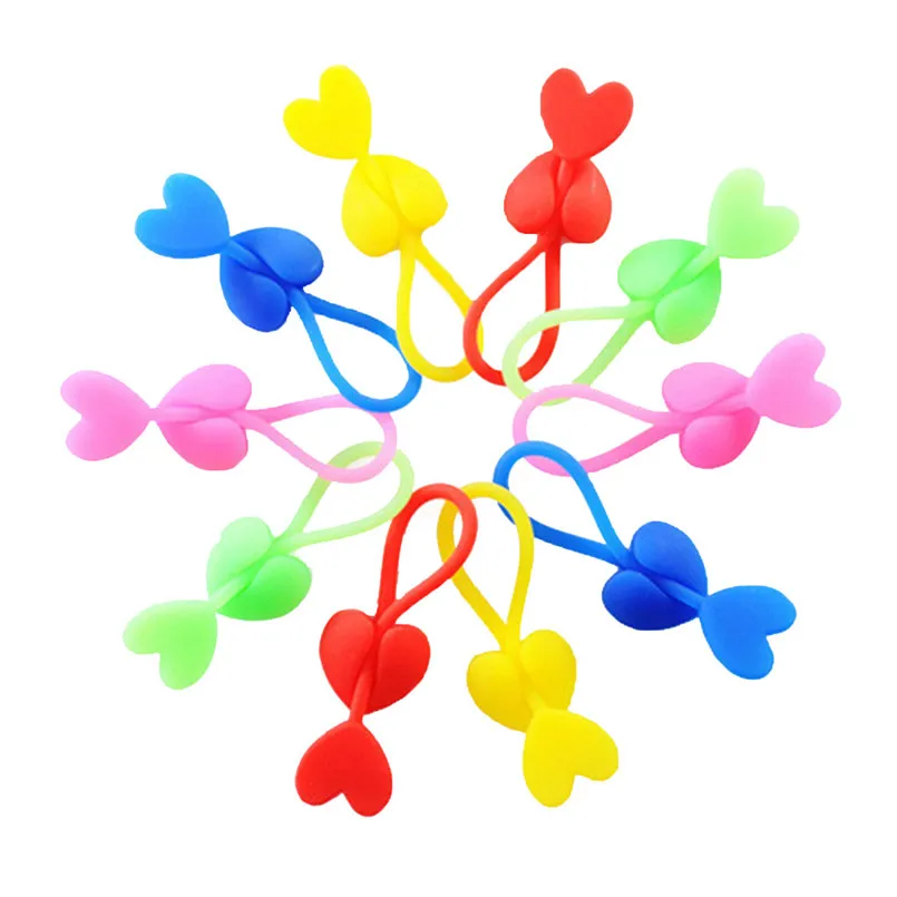 

10Pcs Reusable Zip Ties Household Cable Ties Silicone Food Bag Sealing Clips Love Heart Beam Port Cable Tie Kabelbinder 40MY24
