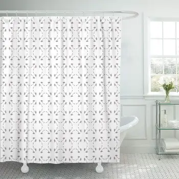 

Shower Curtain Hooks Blue Artistic 3D Rendering Abstract Fractal Gray Pattern on White Design Computer Decorative Bathroom