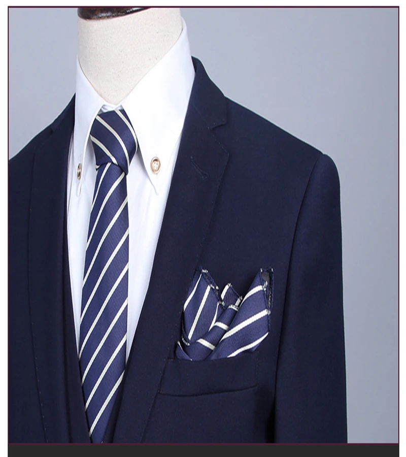 Business Suits Double Breasted Custom Made Suit Wedding Suits for Men Slim Fit Suits Navy Blue Groom Tuxedos 2018 New Arrival