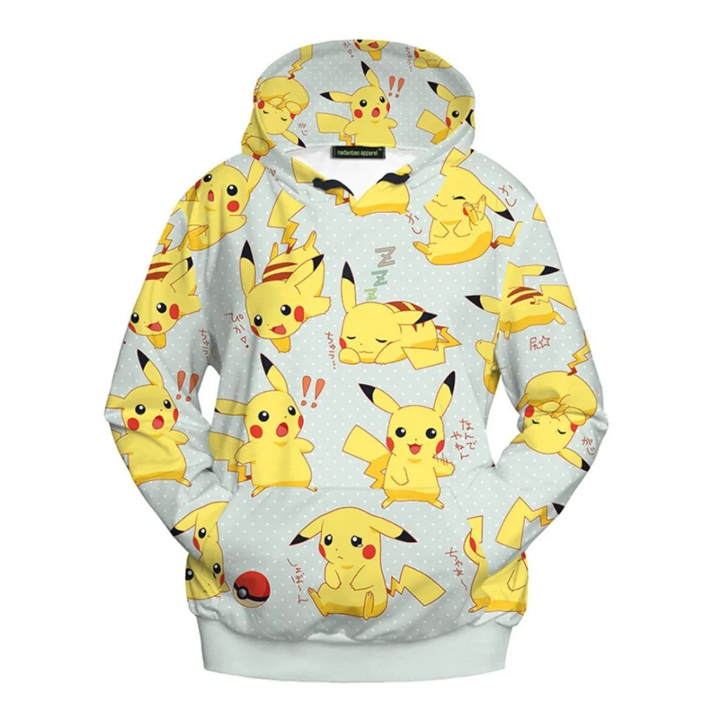 

SzBlaZe Brand New Pokemon Pikachu 3D Print Loose Hoodies Womans Anime Sweatshirts With Cap Womens Clothing for Spring Autumn