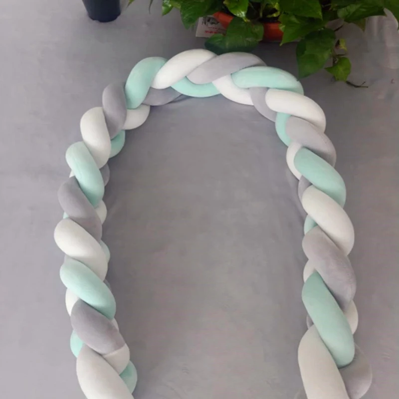 Baby Crib Bumper Hand-Woven Knotted Braided Cradle Colorful Decor Gift Cushion Junior Bed Sleep Bumper