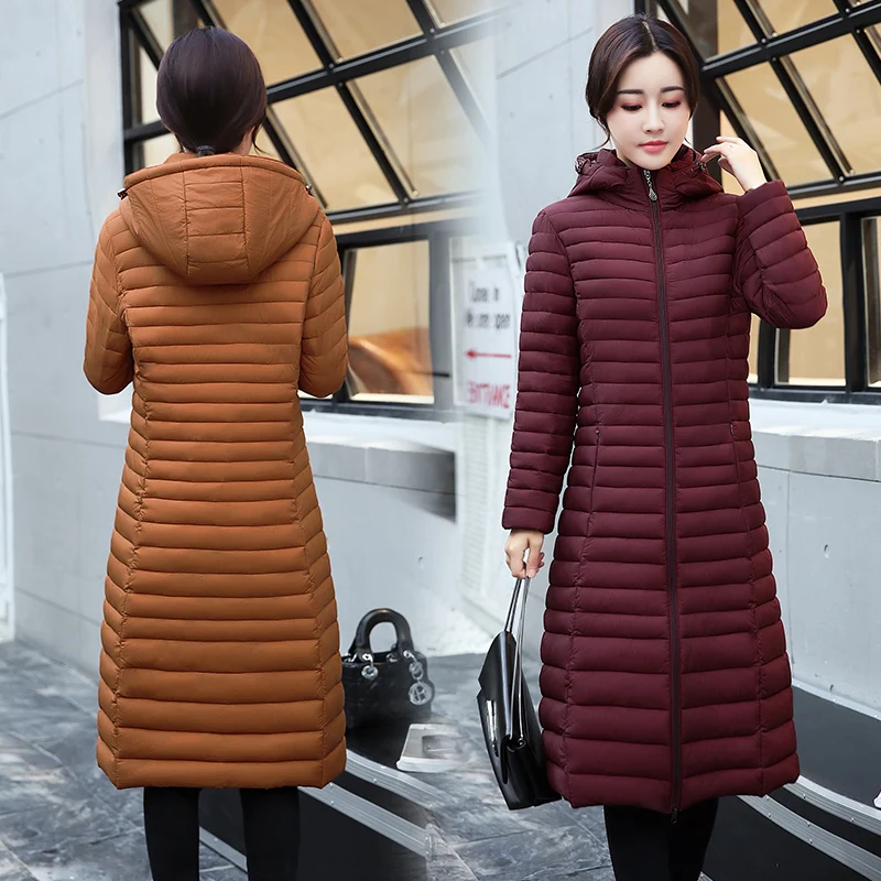 2019 Autumn Winter Women Jacket With Hooded Women Coat Plus Size Thin Cotton Padded Jacket Women's Warm Long Parka Winter Coat