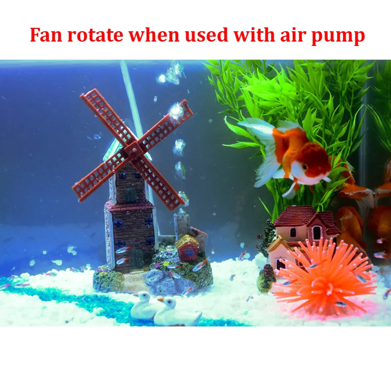 New Creative Resin Windmill Castle Aquarium Decoration Air Driving New Creative Resin Windmill Castle Aquarium Decoration Air Driving Waterwheel Rock Stone Fish Tank Ornament Used With Pump In Decorations From Home