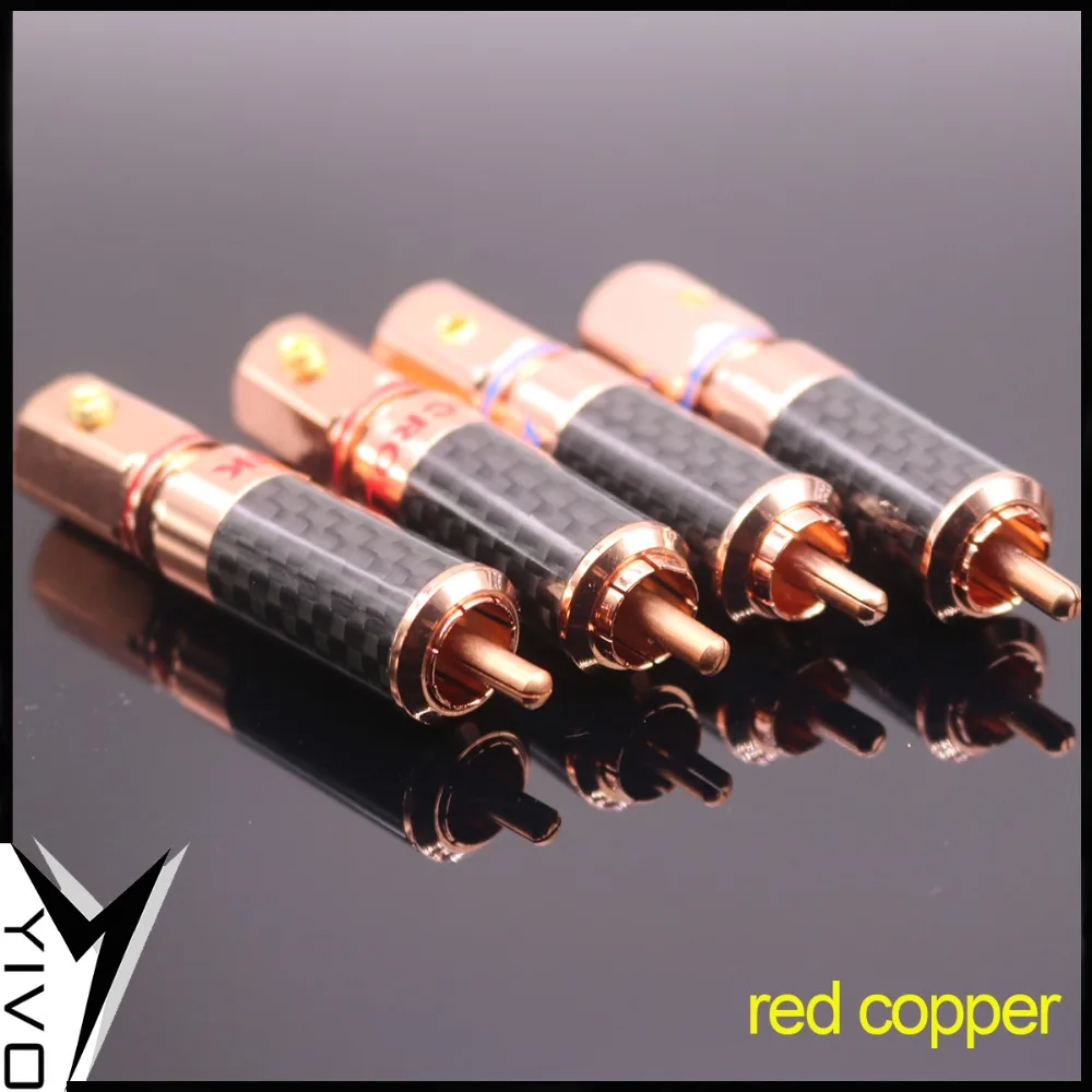 4 pcs Gaofei GF-RED03R Red Copper Plated RCA Phono Audio Plug Connector 9mm Cabl