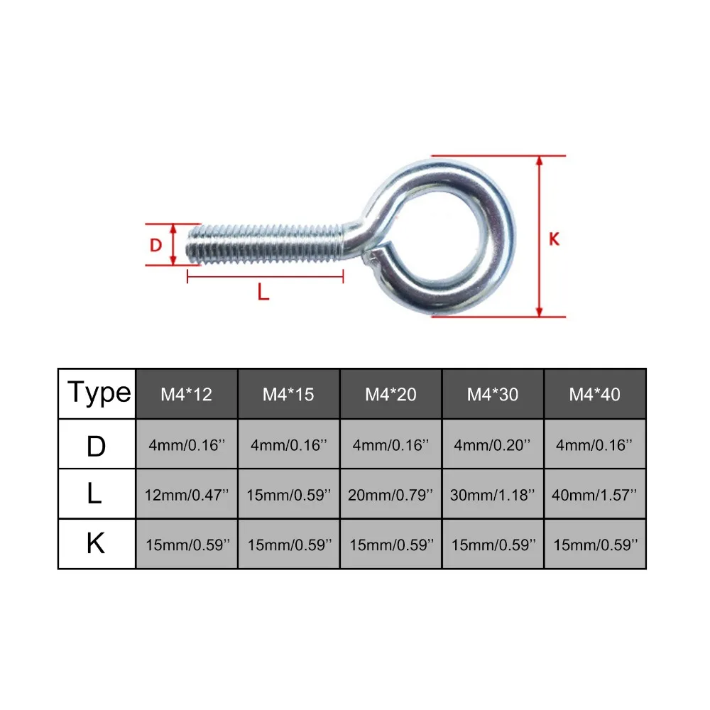 50pcs M4x12/15x20/30/40mm Galvanized Iron Plant Curtain Net Wire Eye Bolt Eyebolt Screw in Spiral Hanger E Ring Hook Choose Size: M4/ 40mm SCRW-106377 50pcs M4x12/15x20/30/40mm Galvanized Iron Plant Curtain Net Wire Eye Bolt Eyebolt Screw in Spiral Hanger E Ring Hook Choose Size: M4/ 40mm SCRW-106377