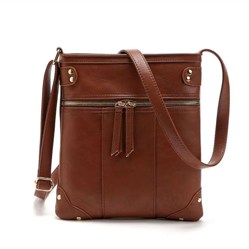 New sale bags for women vintage messenger bag double zipper PU leather handbag cross body bag casua - 32829068599