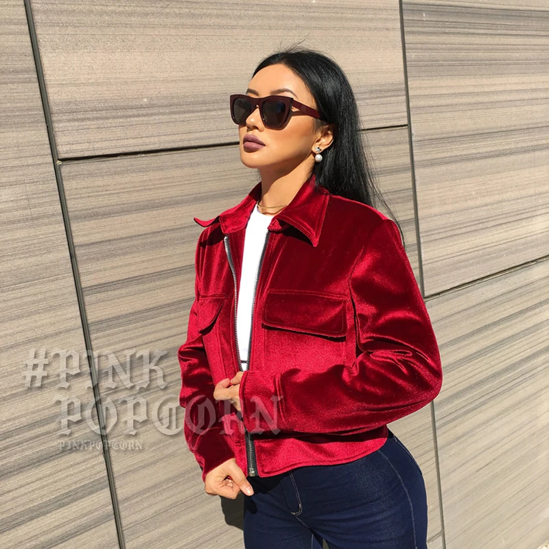 Good Quality Rich Looking Women Basic Coats Winter Velvet Jacket Bomber Coat Outerwear Autumn